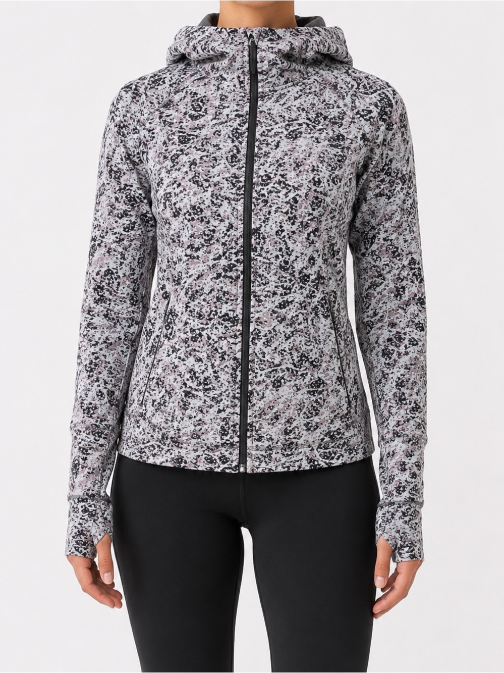Lululemon Scuba Hoodie Light Cotton Fleece Sz 4 Paint Splash Silver Drop EUC